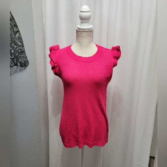Jodifl pink knit top Ruffle Sleeves Sz Small - Picture 3 of 10